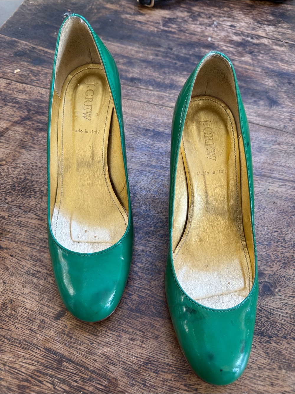 J. Crew Emerald Green Patent Leather Heels size 7